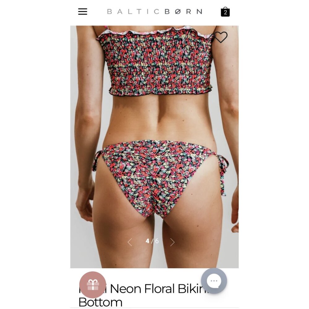 NWT Neon Floral Bikini Bottom 3XL Plus Size Scrunch Swimsuit Bottom Baltic Born